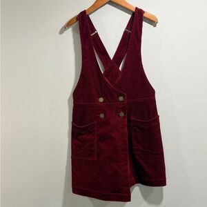Free People Women's Maroon Corduroy Jumper‎ Dress Size 8